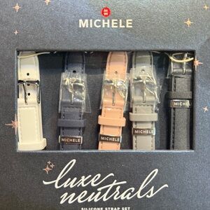Michele Luxe Neutrals Silicone Strap Set - White, Blue, Pink, Gray  MSRP $150